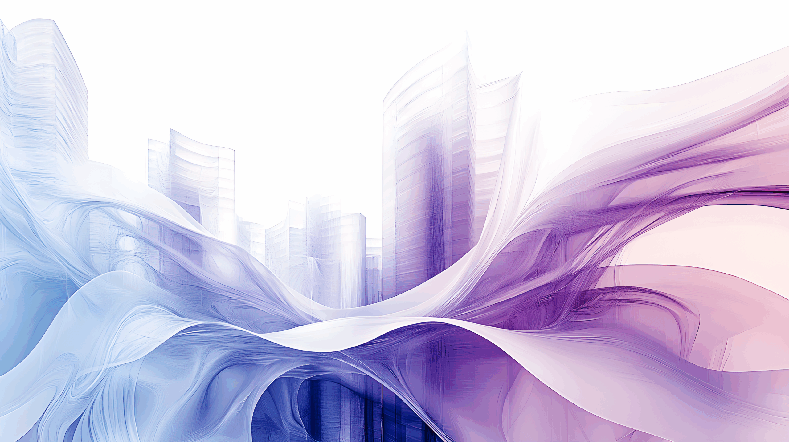 Abstract white and purple flowing landscape
