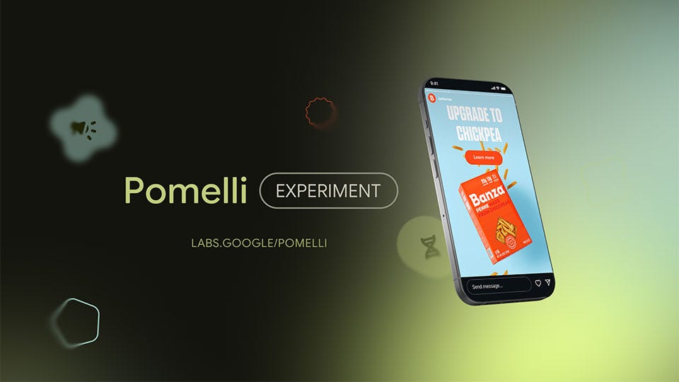 Pomelli Experiment screen displaying a smartphone